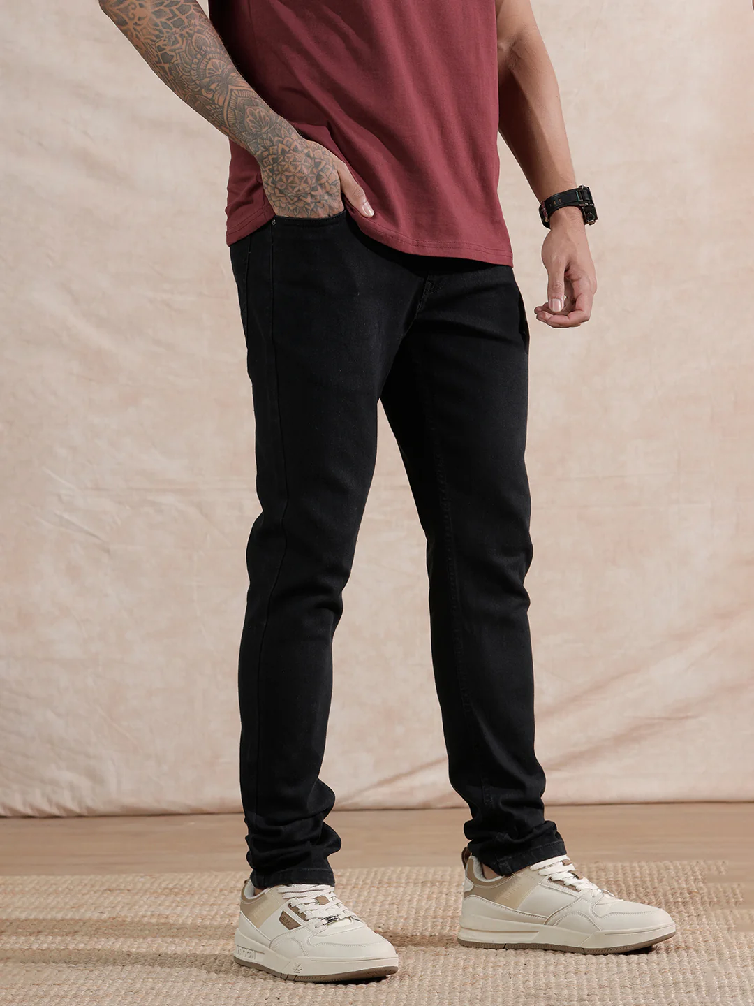 Solid Skinny Fit Jeans | Black - Image 4