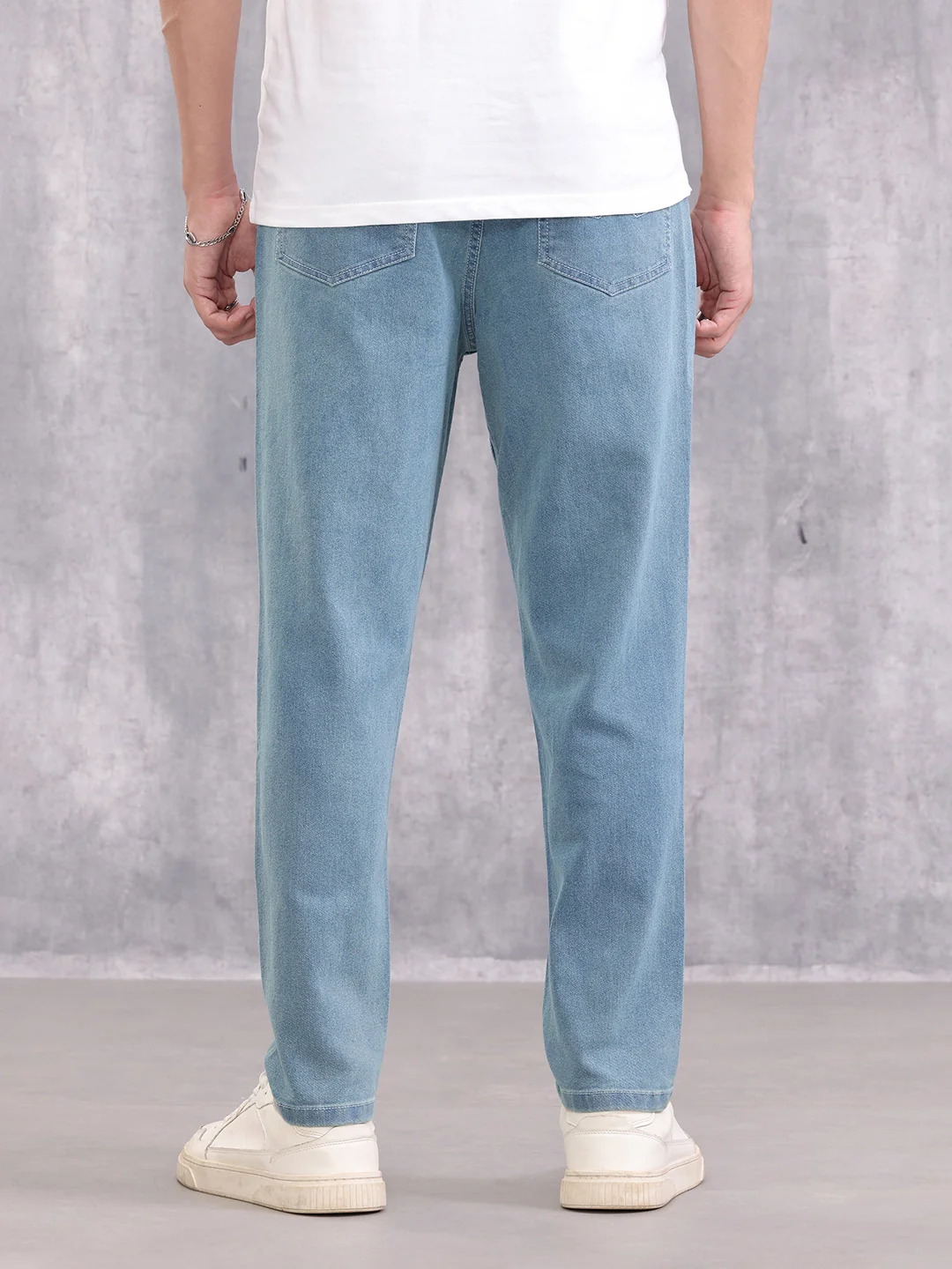 Solid Slim Cropped Denim Jeans | Blue - Image 3