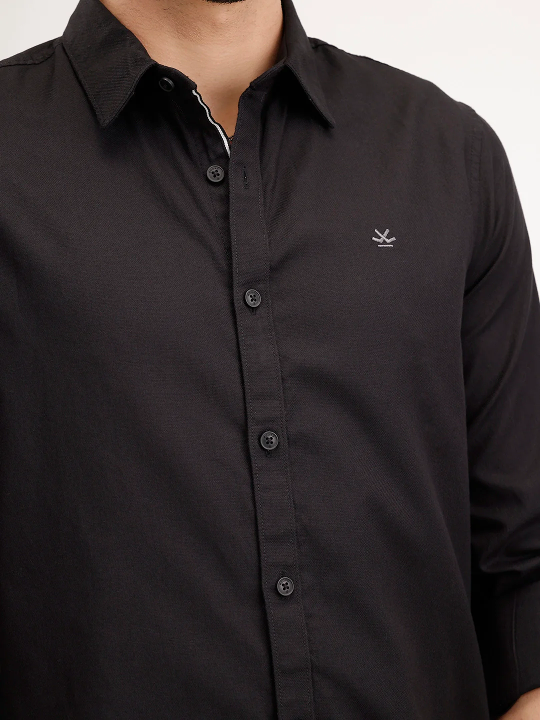 Solid Slim Fit 100% Cotton Shirt | Black - Image 5