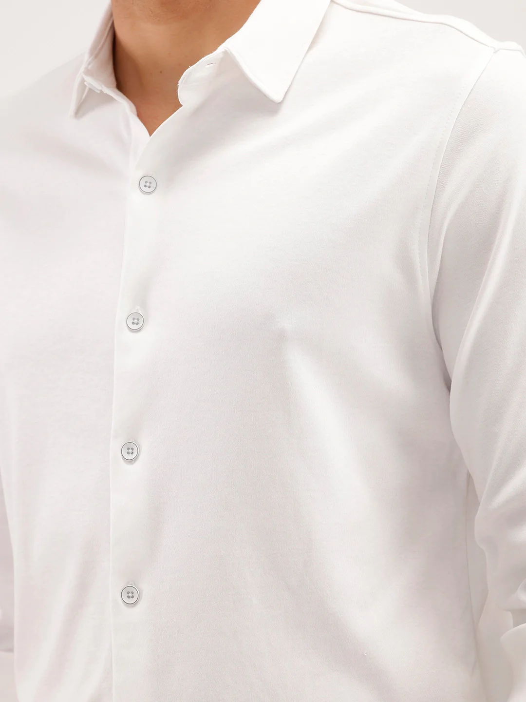 Solid Slim Fit 100% Cotton Shirt | White - Image 5