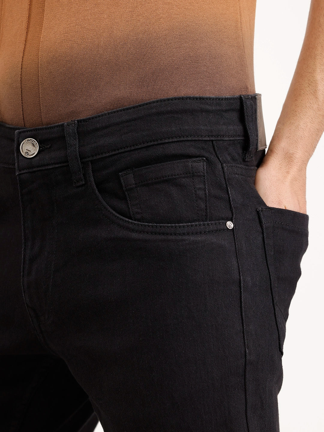 Solid Slim Fit Denim Jeans | Black - Image 5