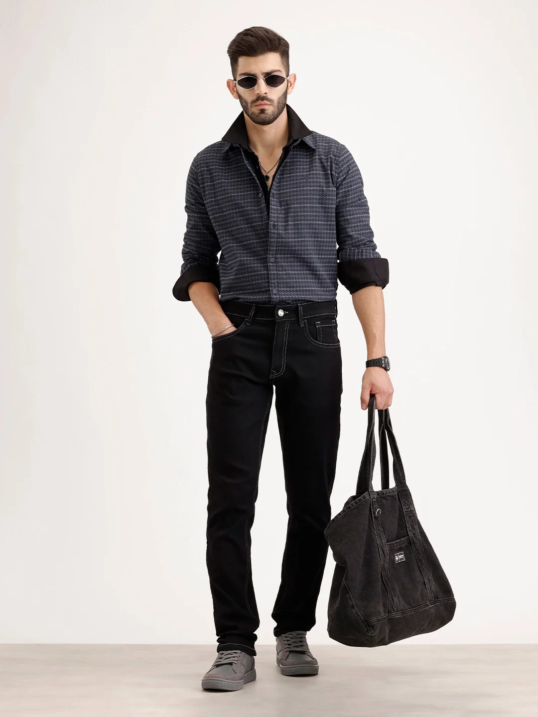 Solid Slim Fit Denim Jeans | Black - Image 2