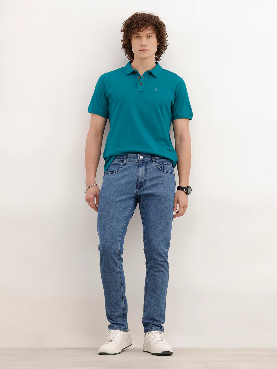 Solid Slim Fit Denim Jeans | Blue - Image 2