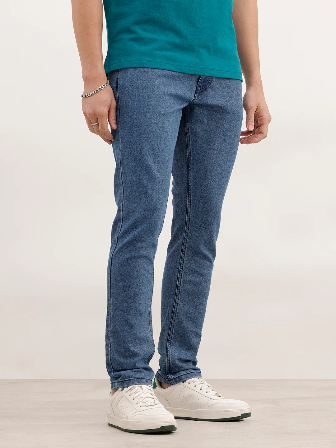 Solid Slim Fit Denim Jeans | Blue - Image 4