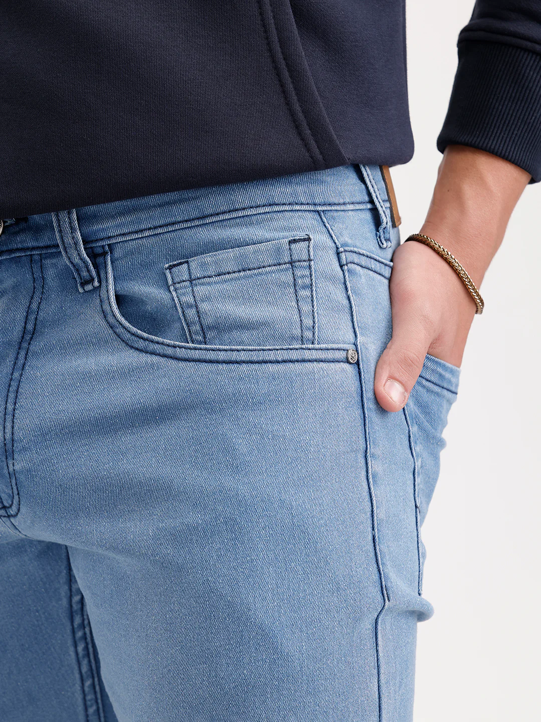 Solid Slim Fit Denim Jeans  | Blue - Image 5
