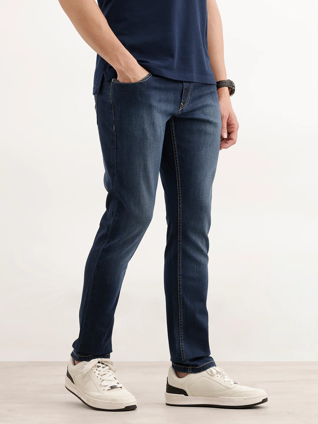 Solid Slim Fit Denim Jeans  | Blue - Image 4