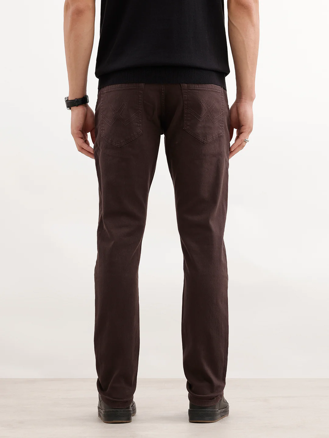 Solid Slim Fit Denim Jeans  | Brown - Image 3