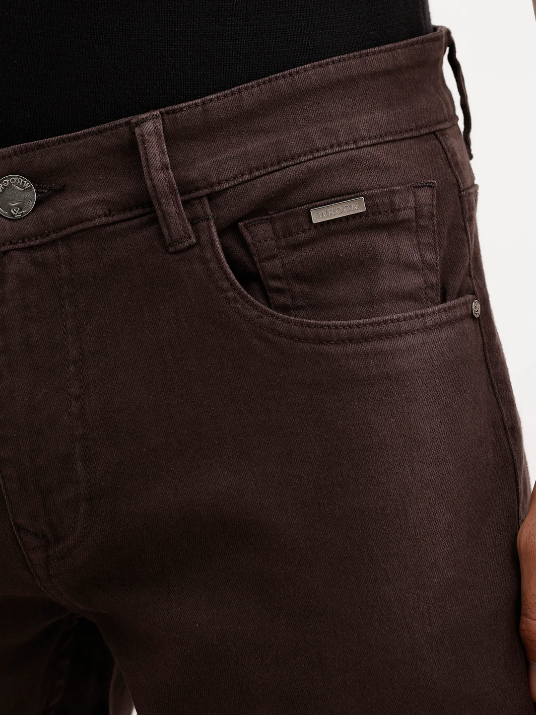 Solid Slim Fit Denim Jeans  | Brown - Image 5