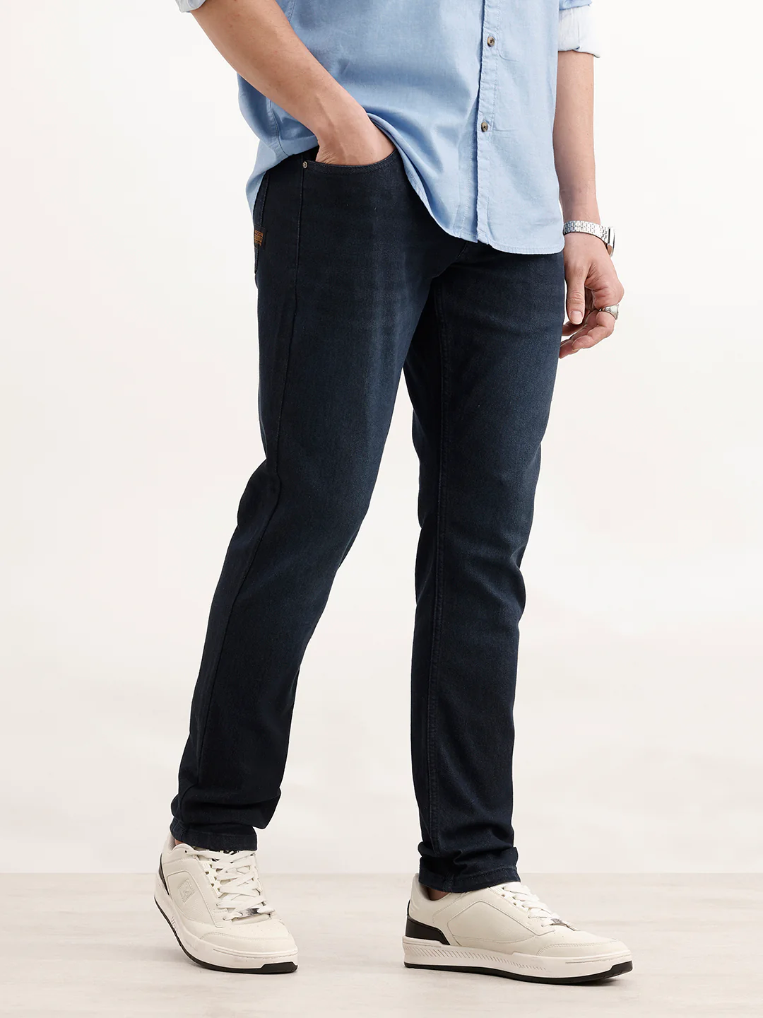 Solid Slim Fit Denim Jeans  | Dark Blue - Image 4