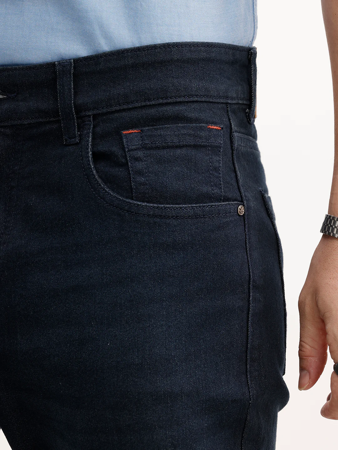 Solid Slim Fit Denim Jeans  | Dark Blue - Image 5