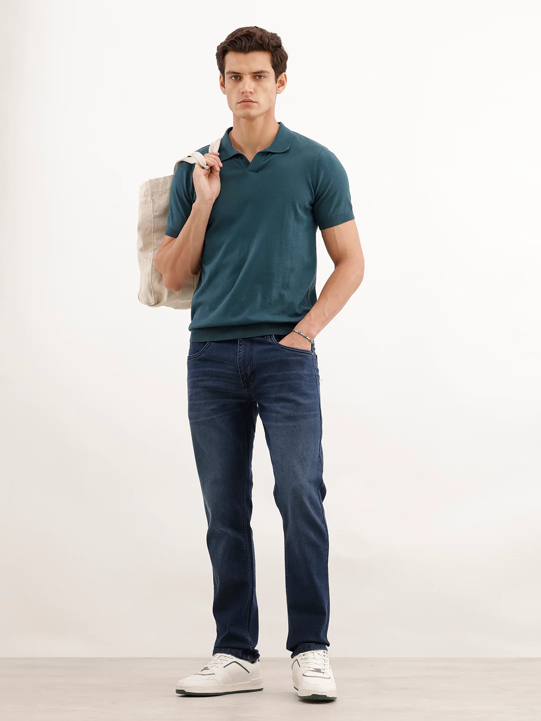 Solid Slim Fit Denim Jeans  | Dark Blue - Image 2