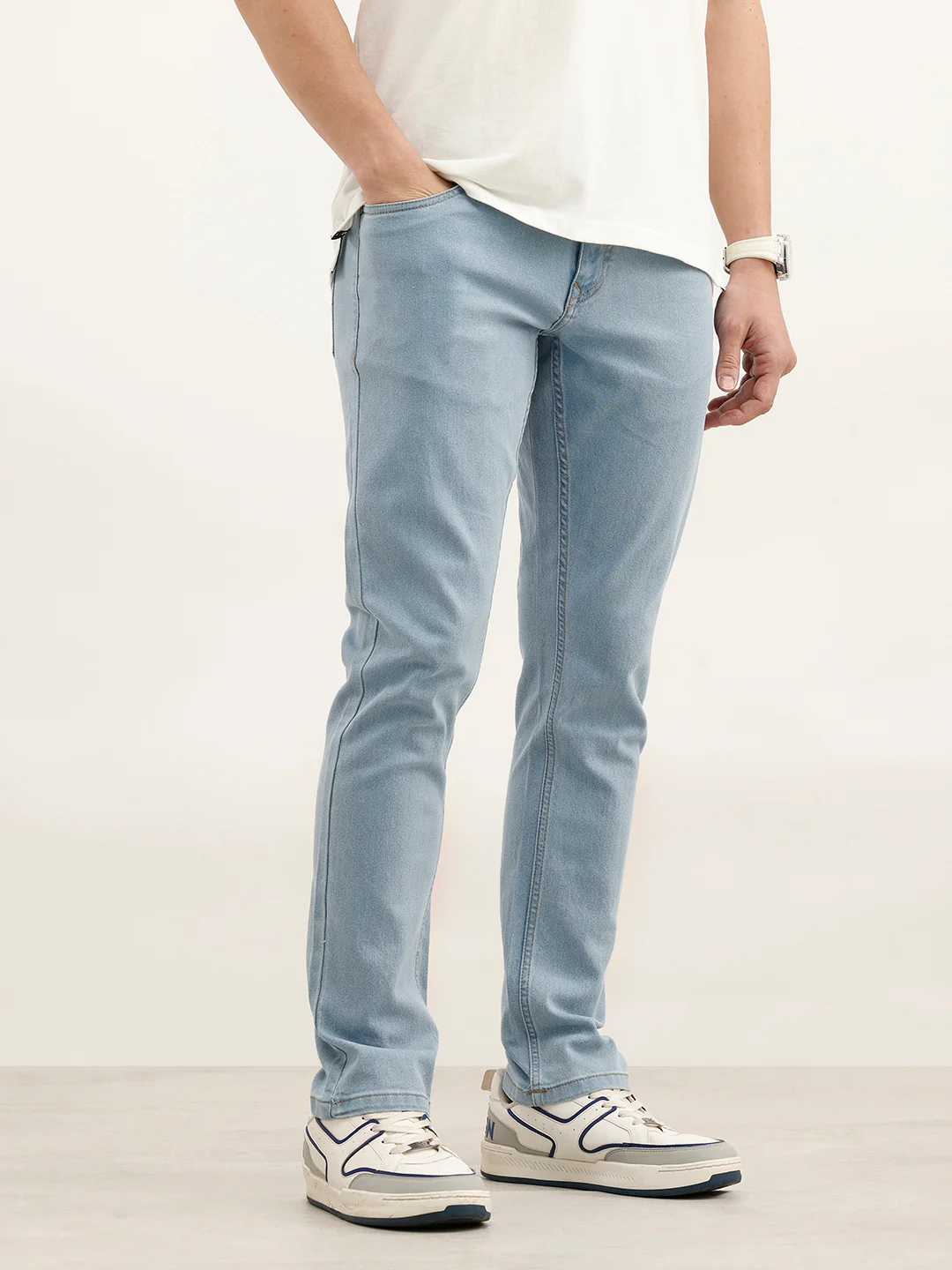 Solid Slim Fit Denim Jeans | Dark Blue - Image 4