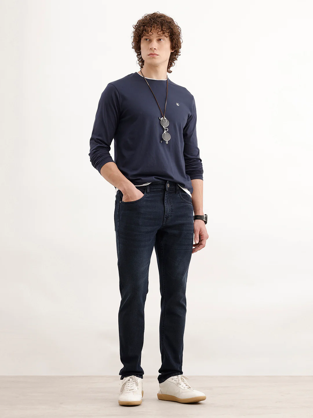Solid Slim Fit Denim Jeans  | Dark Blue - Image 2