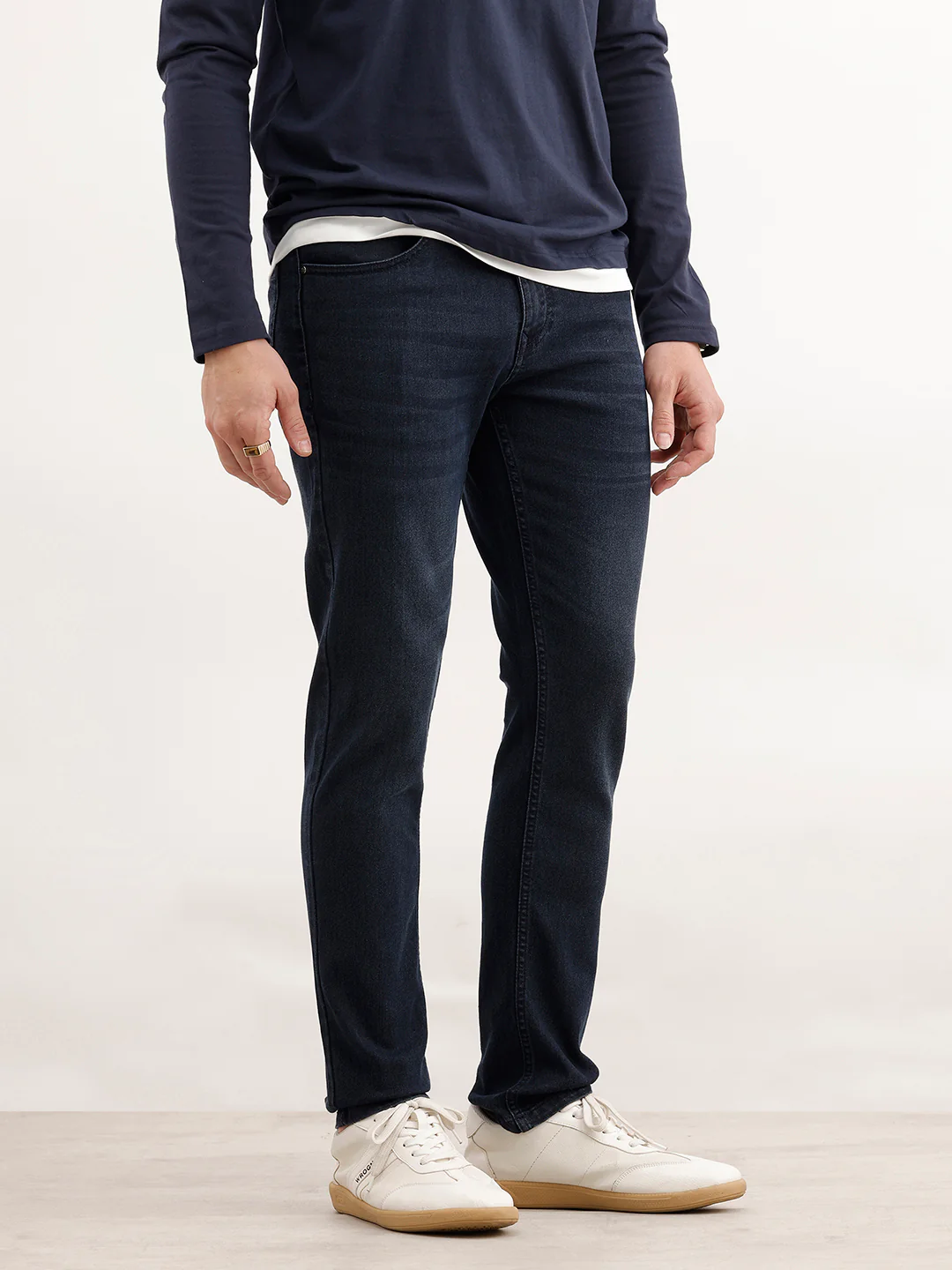 Solid Slim Fit Denim Jeans  | Dark Blue - Image 4