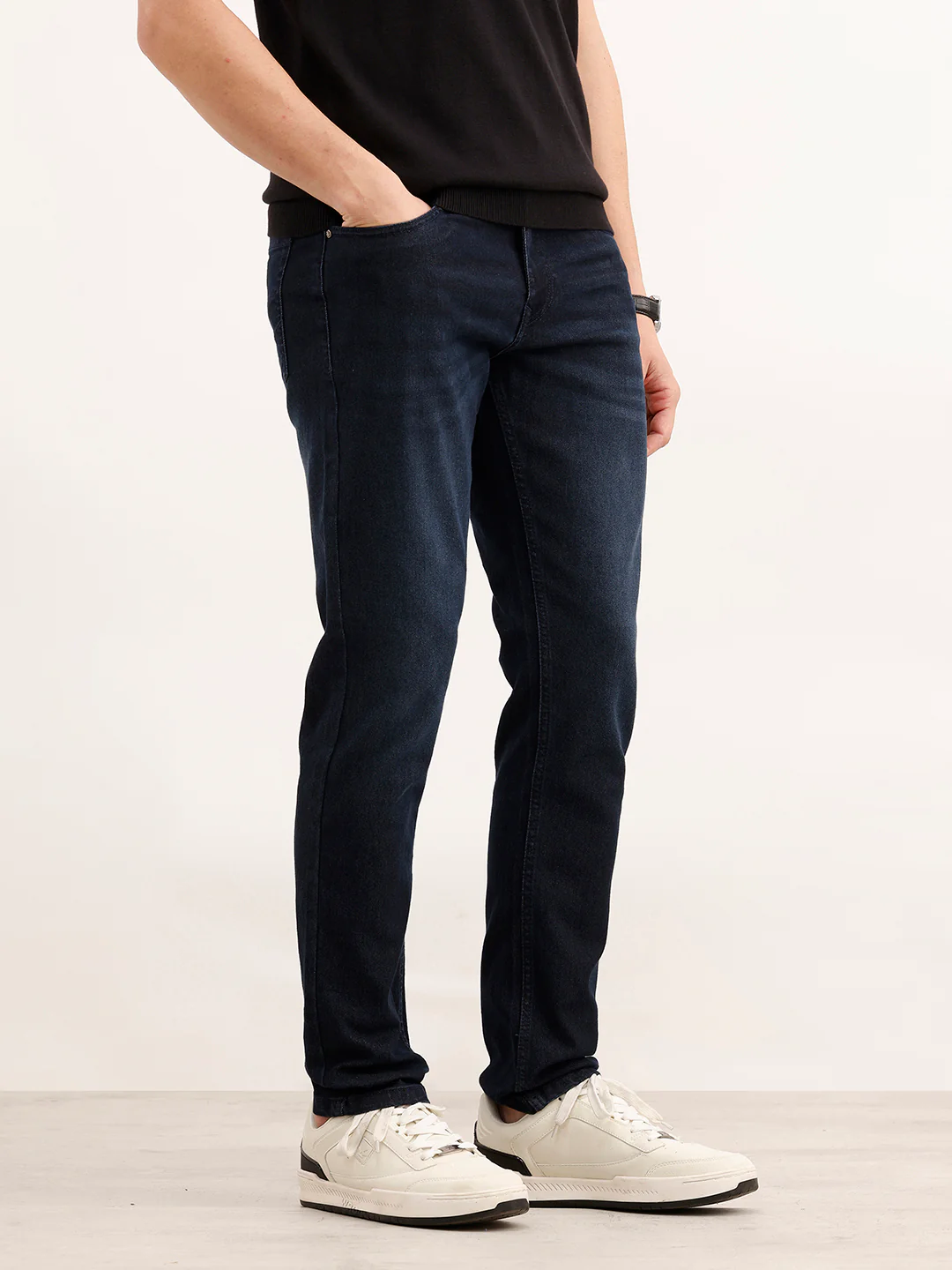 Solid Slim Fit Denim Jeans  | Dark Blue - Image 4