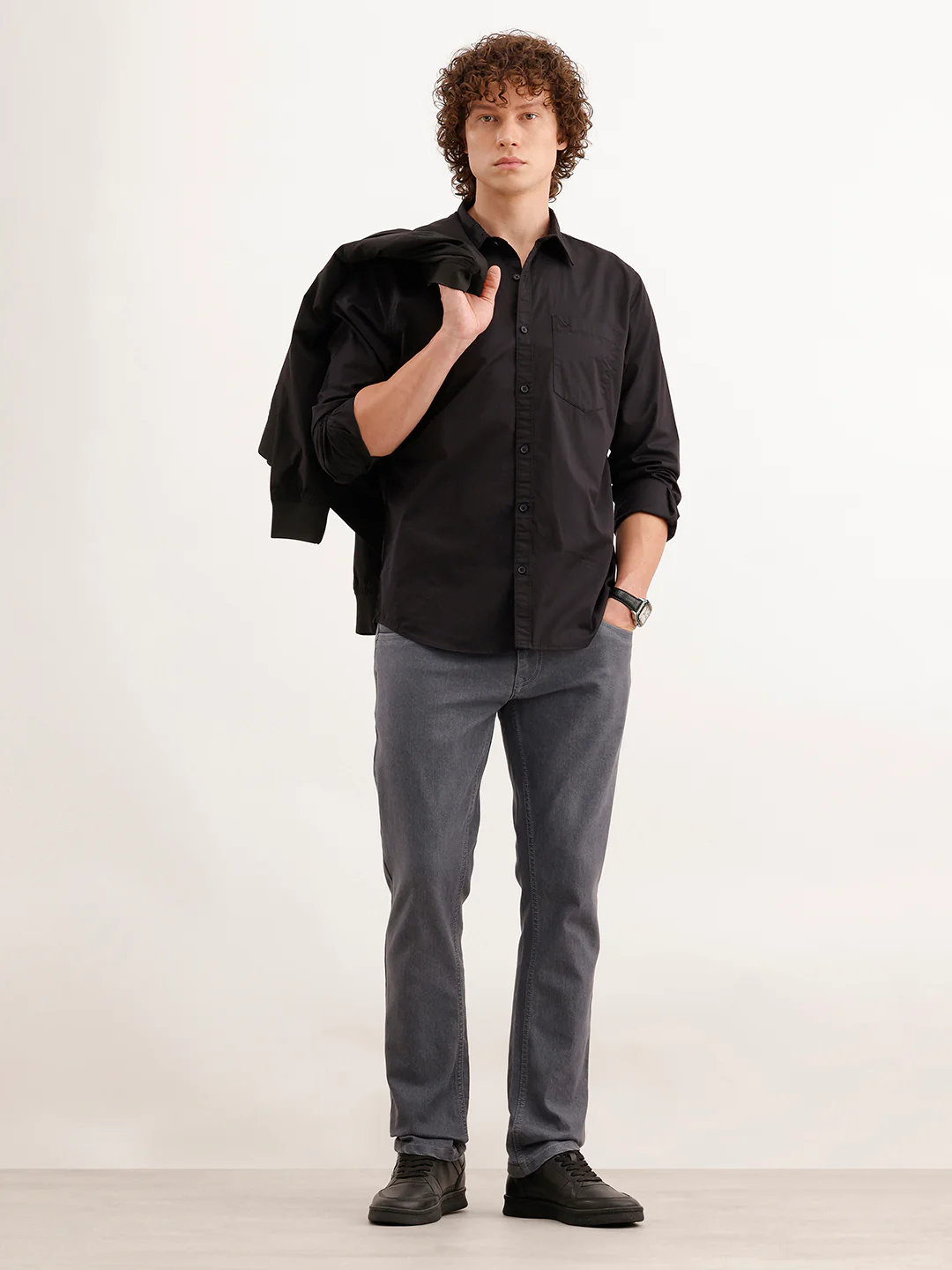 Solid Slim Fit Denim Jeans  | Grey - Image 2