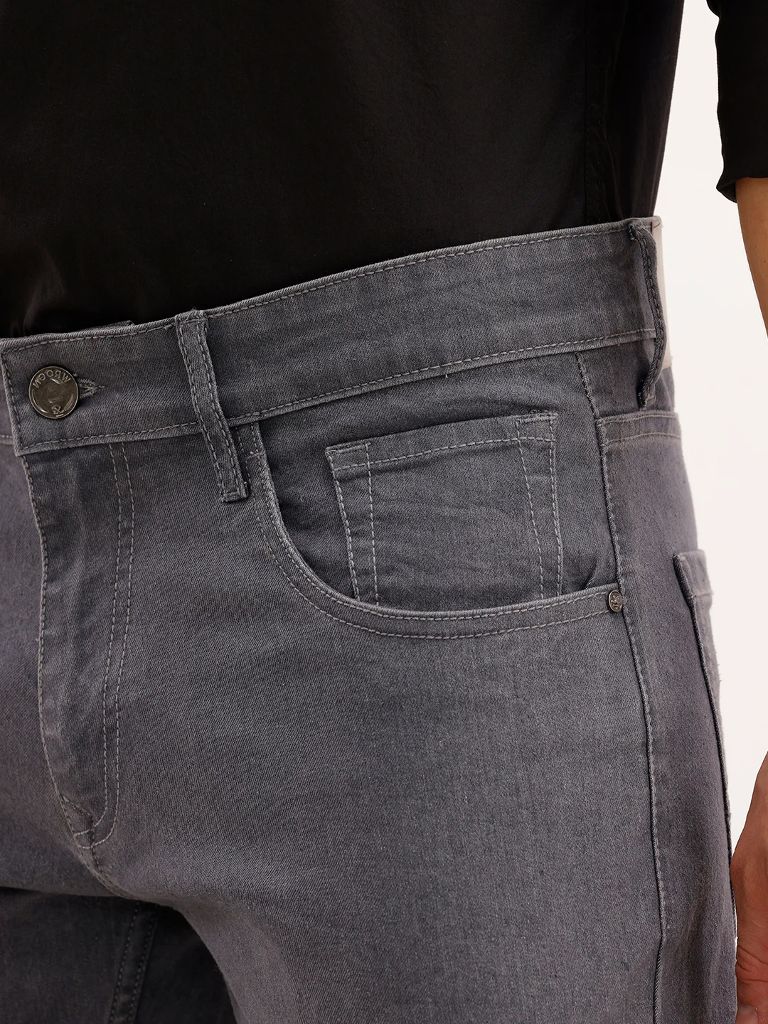 Solid Slim Fit Denim Jeans  | Grey - Image 5