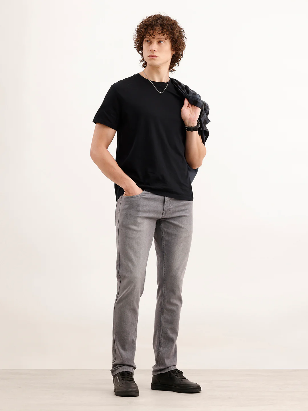 Solid Slim Fit Denim Jeans  | Grey - Image 2