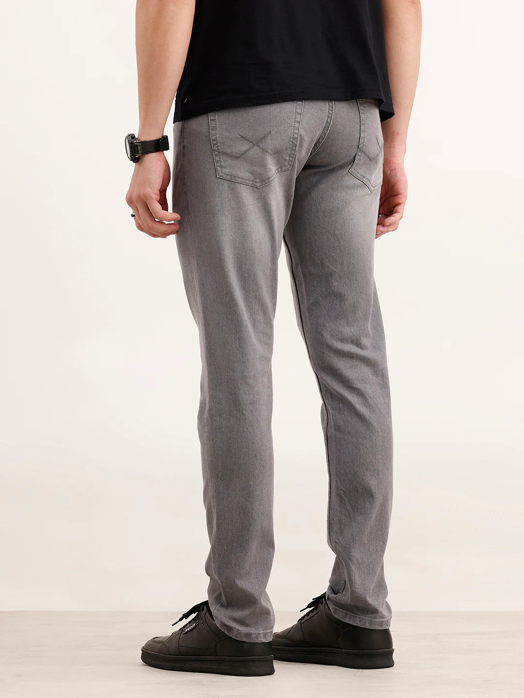 Solid Slim Fit Denim Jeans  | Grey - Image 3