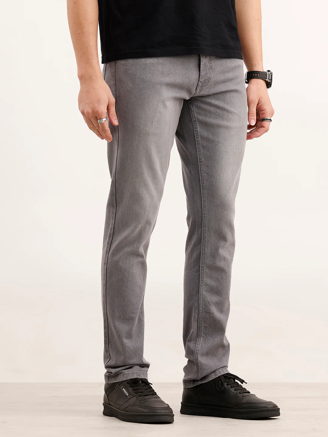 Solid Slim Fit Denim Jeans  | Grey - Image 4