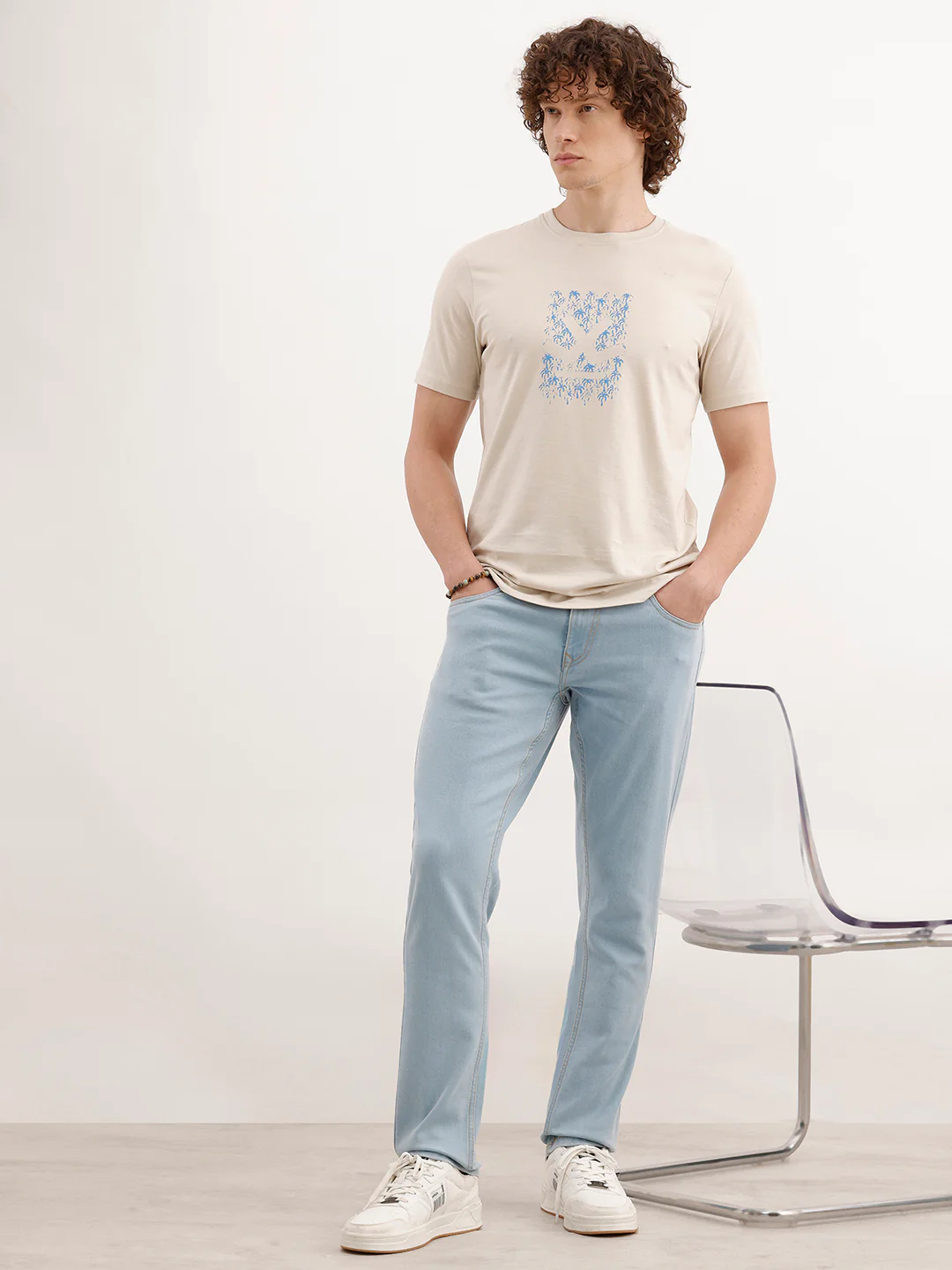 Solid Slim Fit Denim Jeans  | Light Blue - Image 2