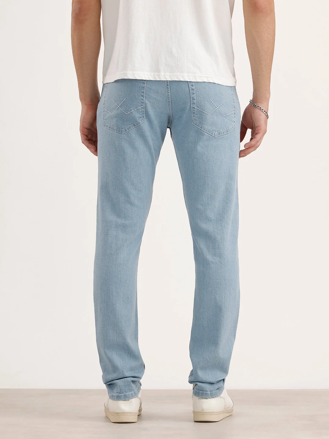 Solid Slim Fit Denim Jeans | Light Blue - Image 3
