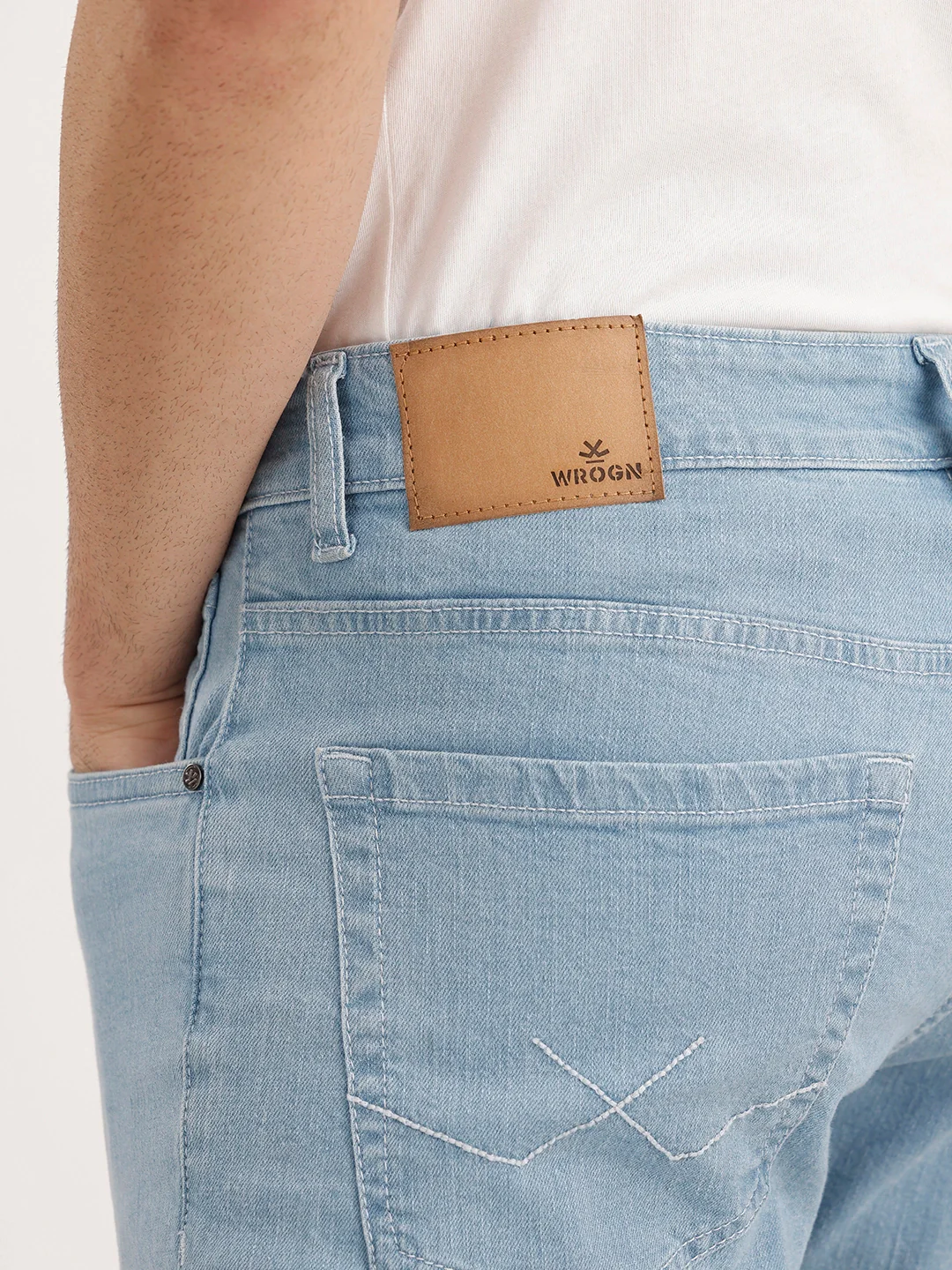 Solid Slim Fit Denim Jeans | Light Blue - Image 6