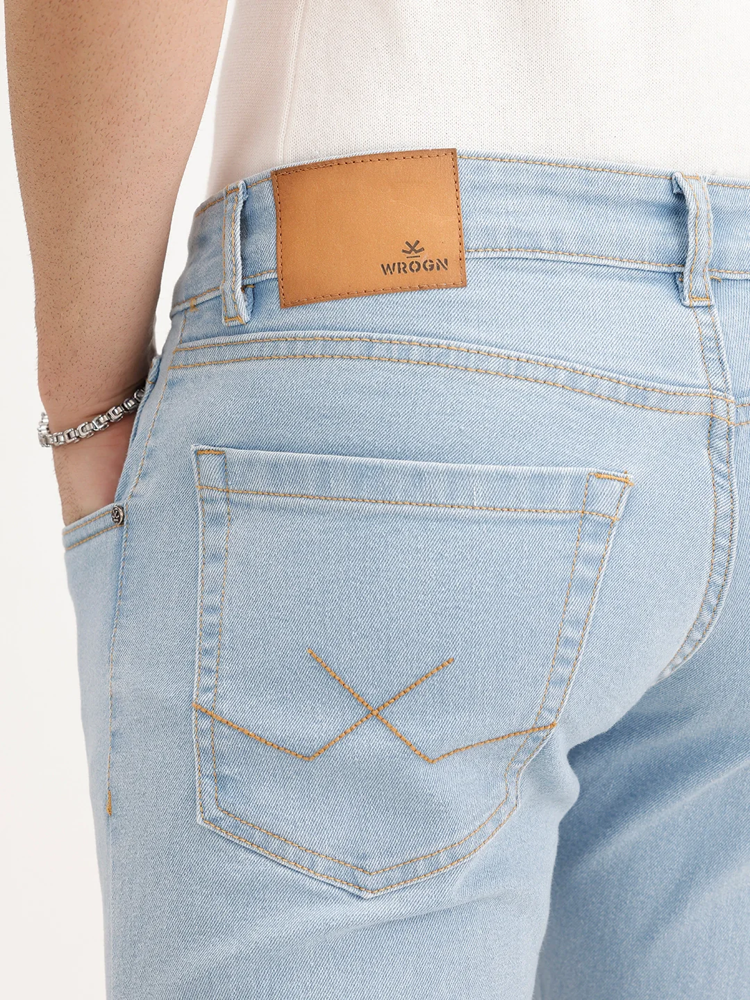 Solid Slim Fit Denim Jeans | Light Blue - Image 6