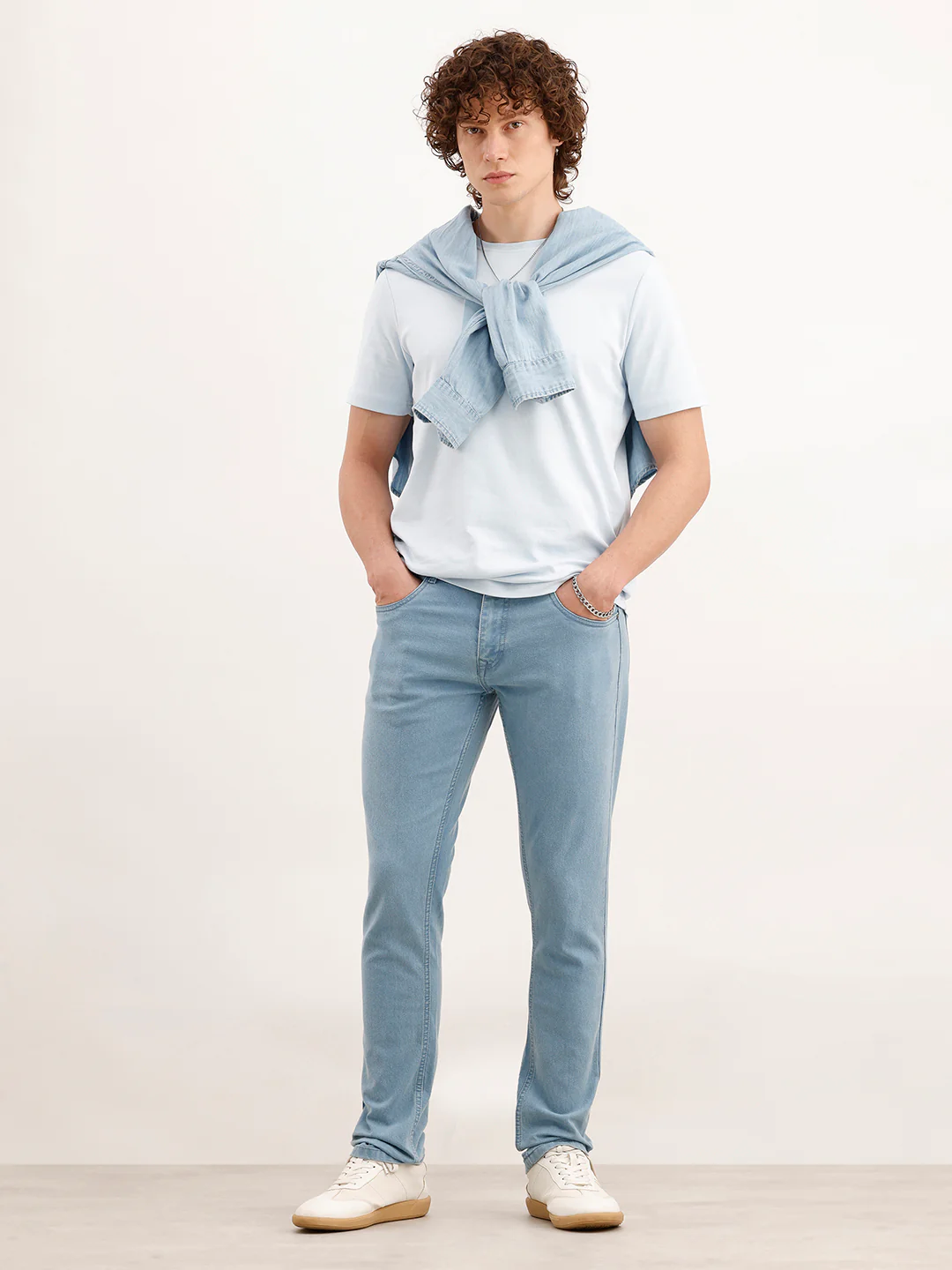 Solid Slim Fit Denim Jeans  | Light Blue - Image 2