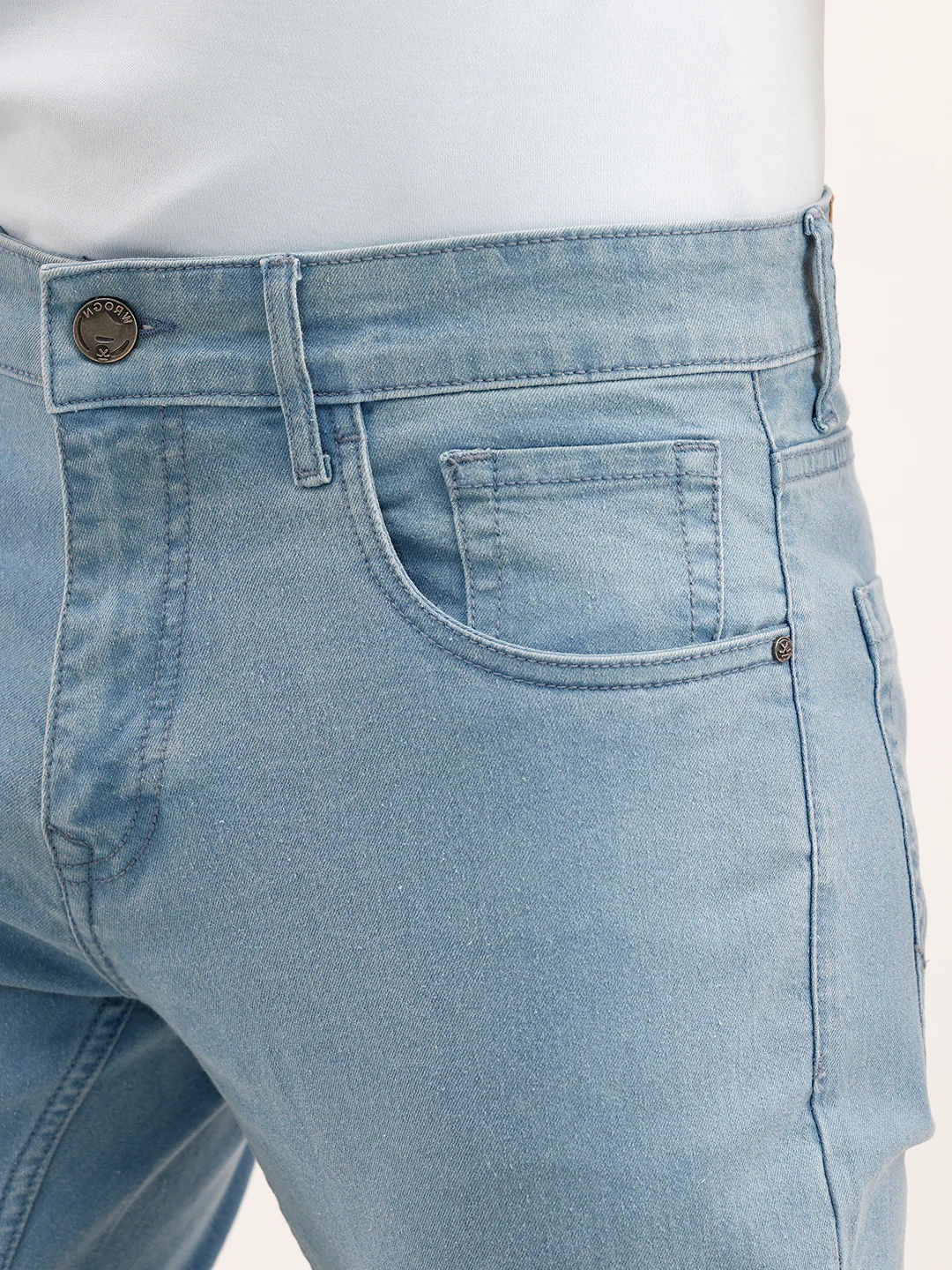 Solid Slim Fit Denim Jeans  | Light Blue - Image 5