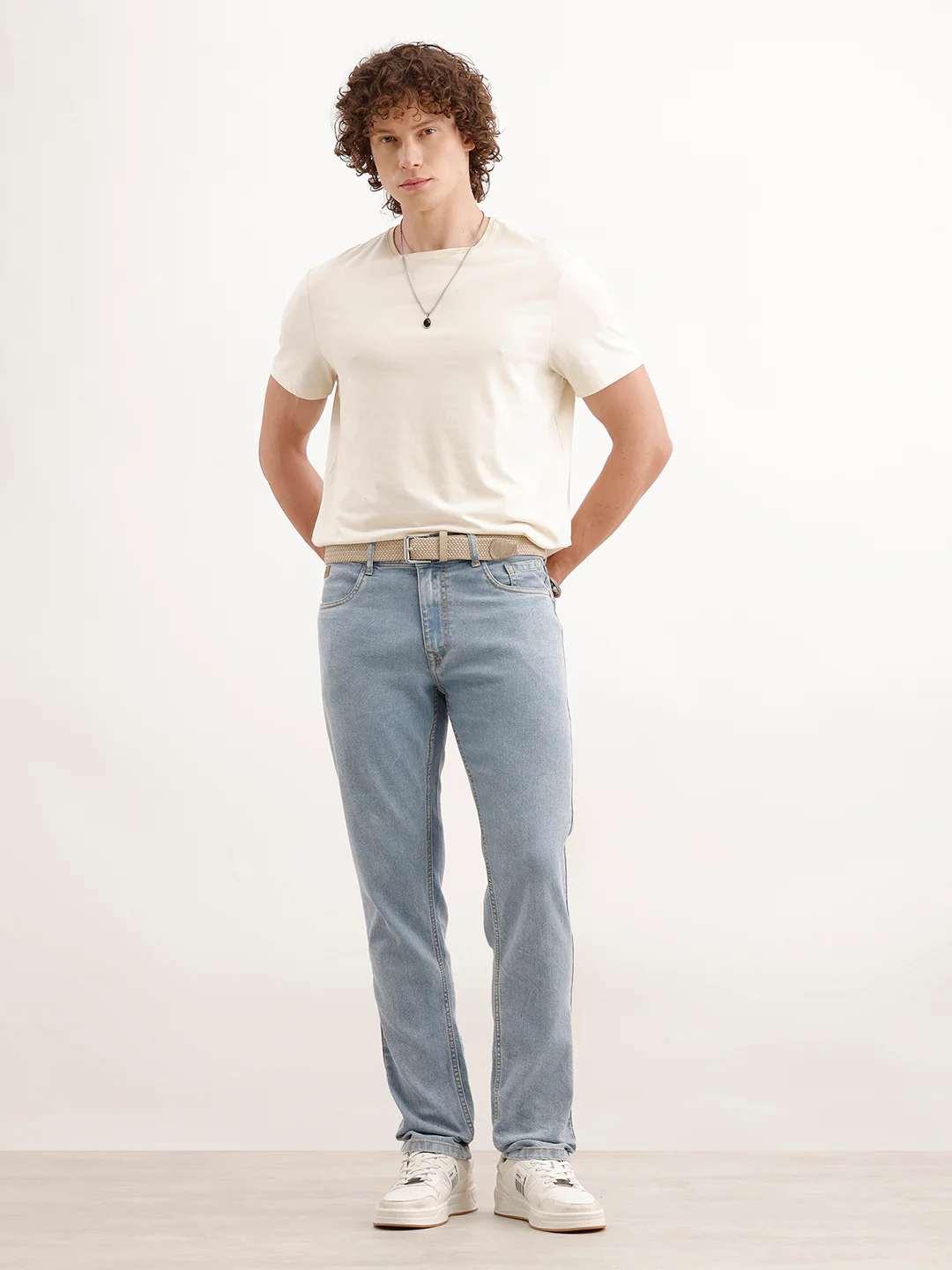 Solid Slim Fit Denim Jeans  | Light Blue - Image 2