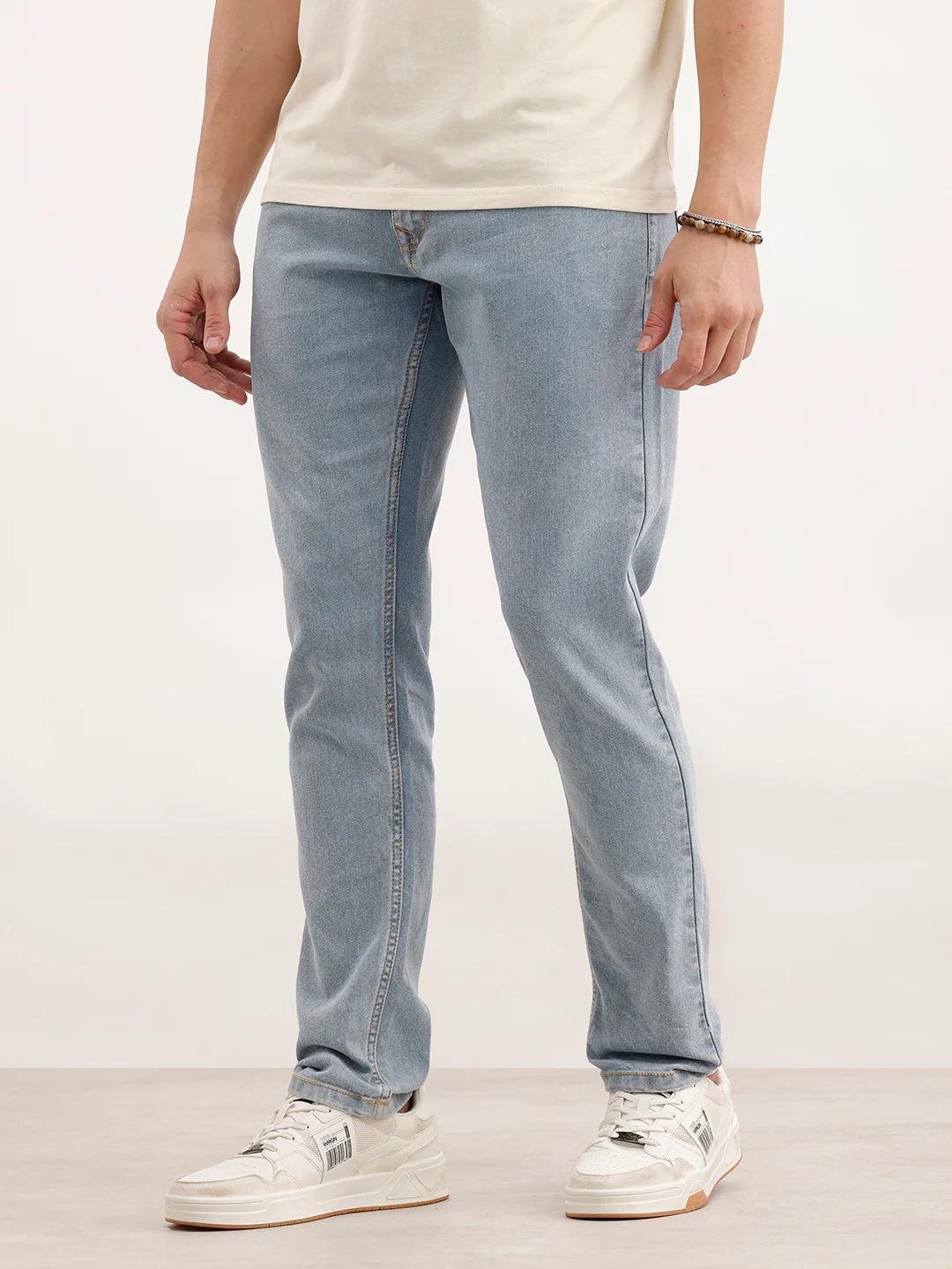 Solid Slim Fit Denim Jeans  | Light Blue - Image 4