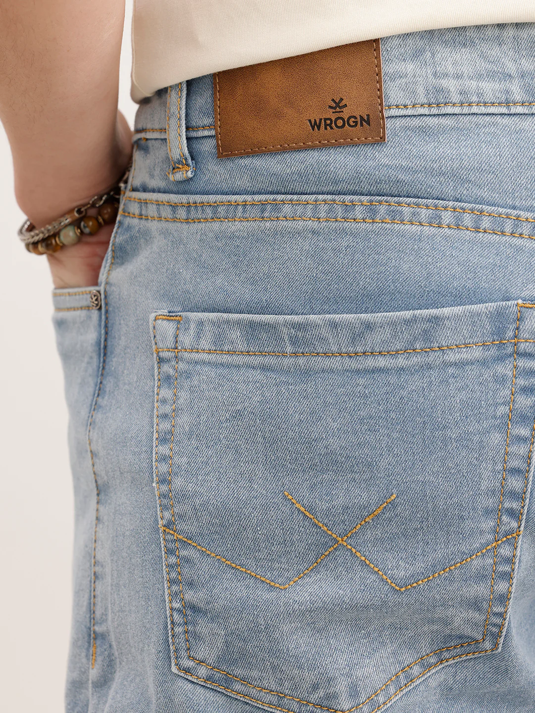 Solid Slim Fit Denim Jeans  | Light Blue - Image 6