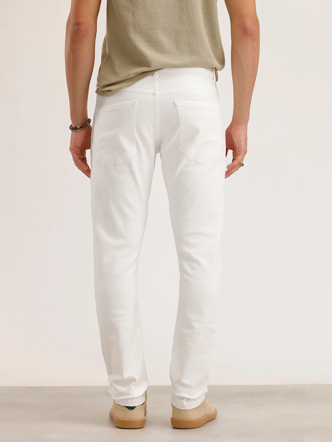 Solid Slim Fit Denim Jeans | White - Image 3