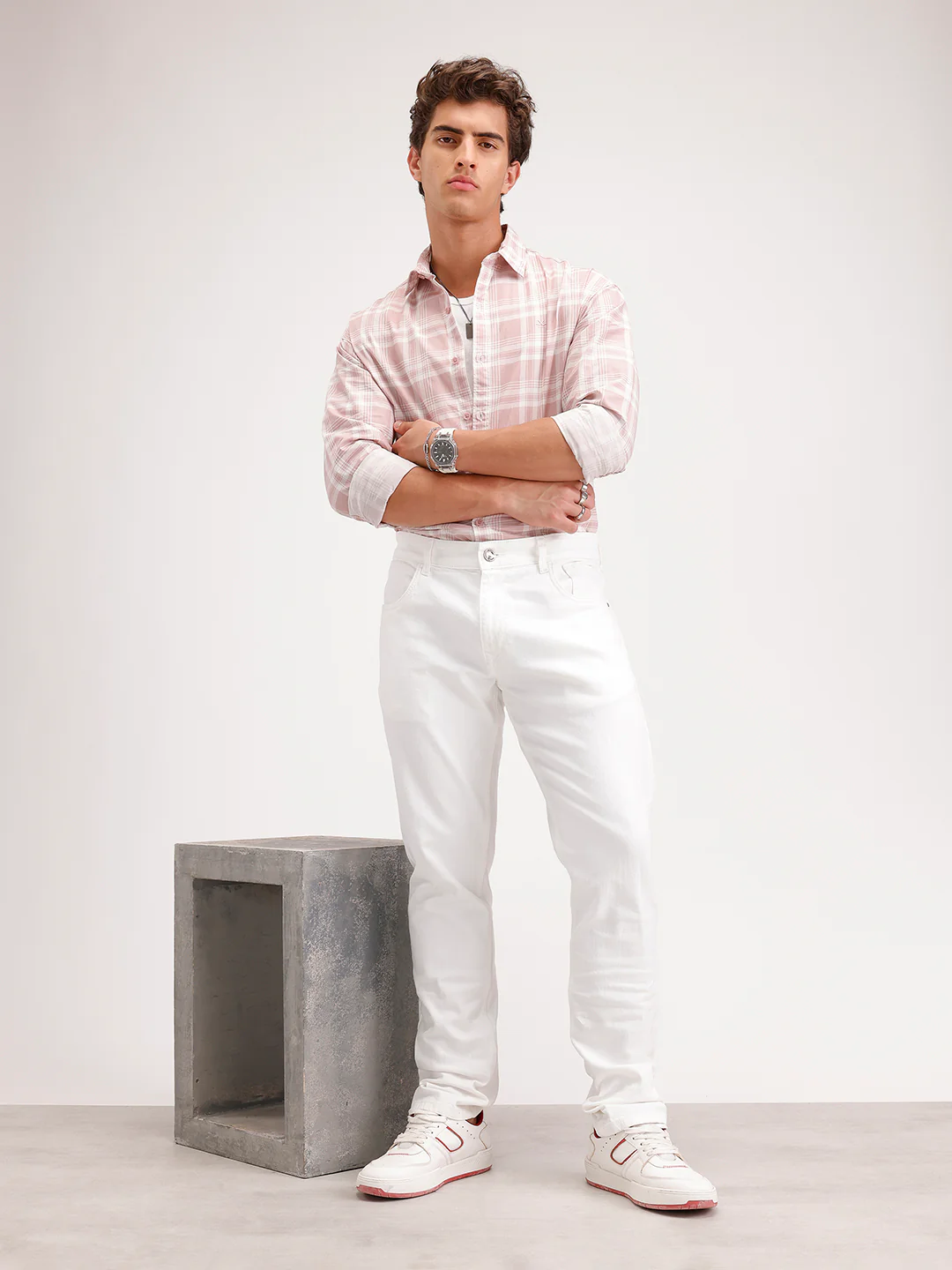 Solid Slim Fit Denim Jeans  | White - Image 2