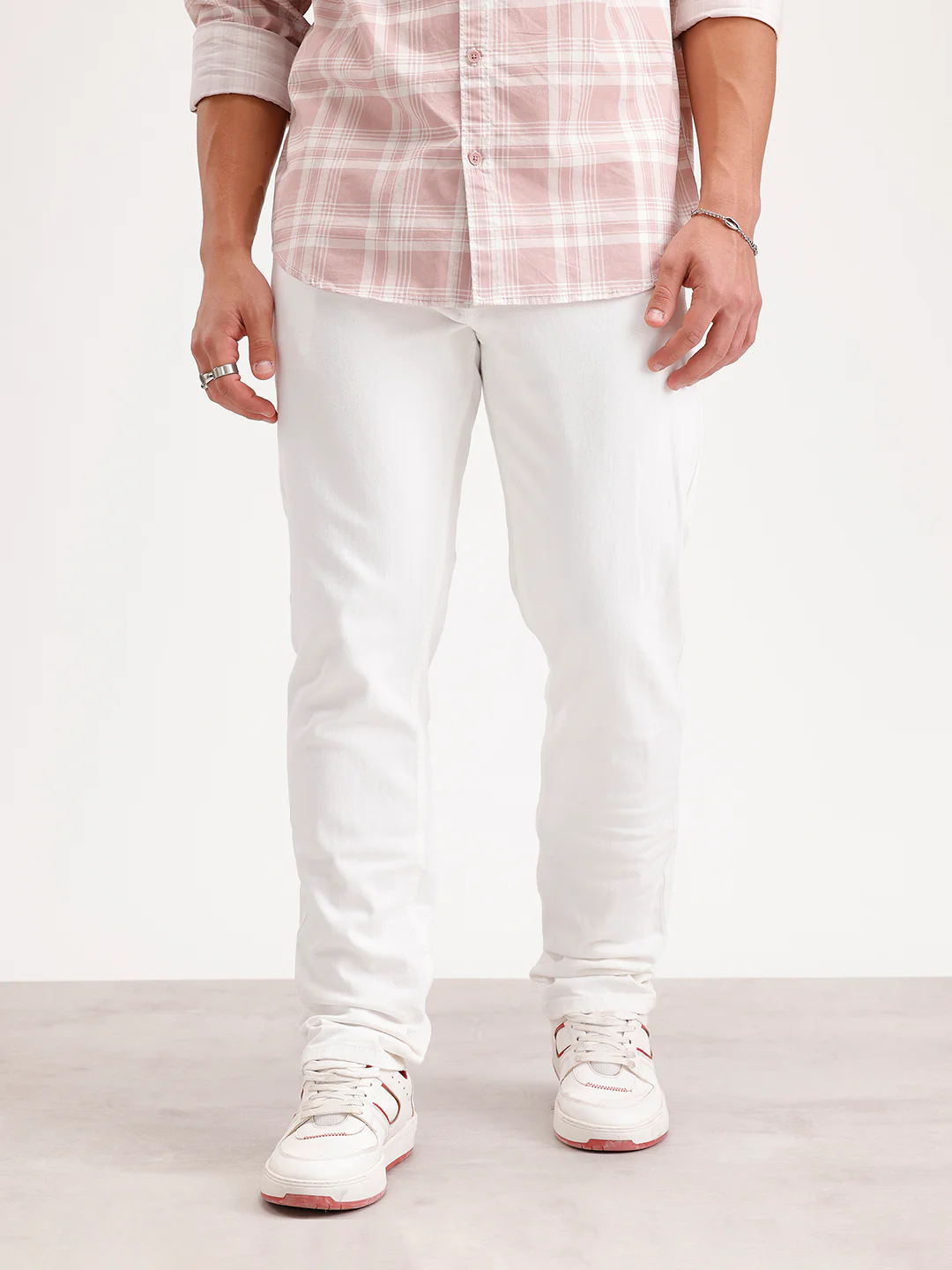 Solid Slim Fit Denim Jeans  | White - Image 6