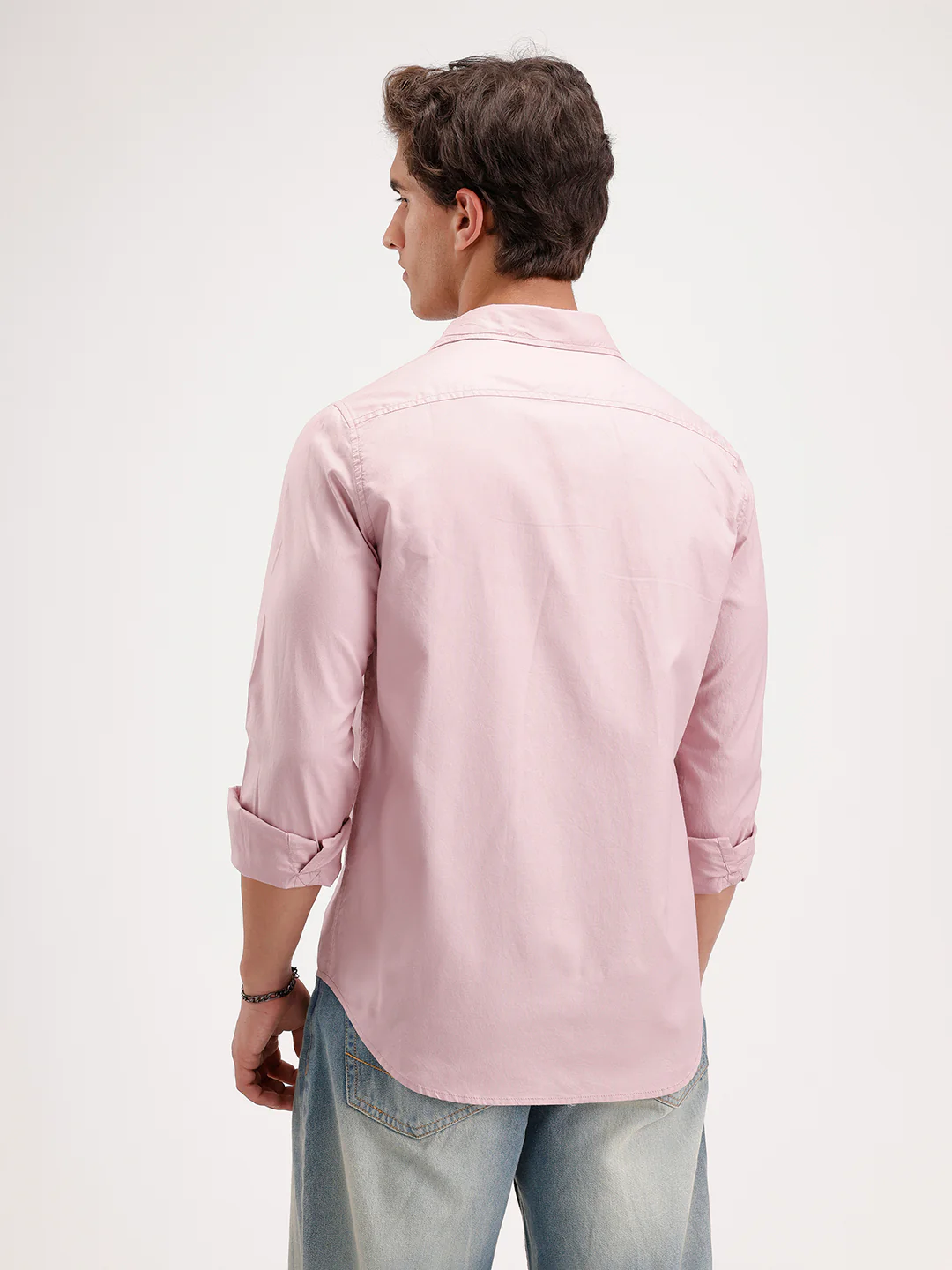 Solid Slim Fit Full Sleeve Shirt  | Pink - Image 3