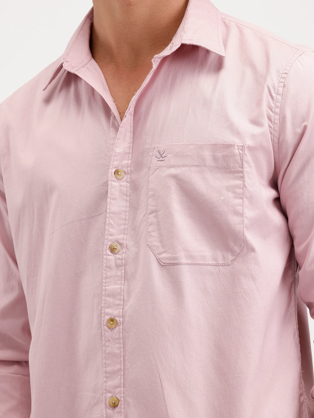 Solid Slim Fit Full Sleeve Shirt  | Pink - Image 5
