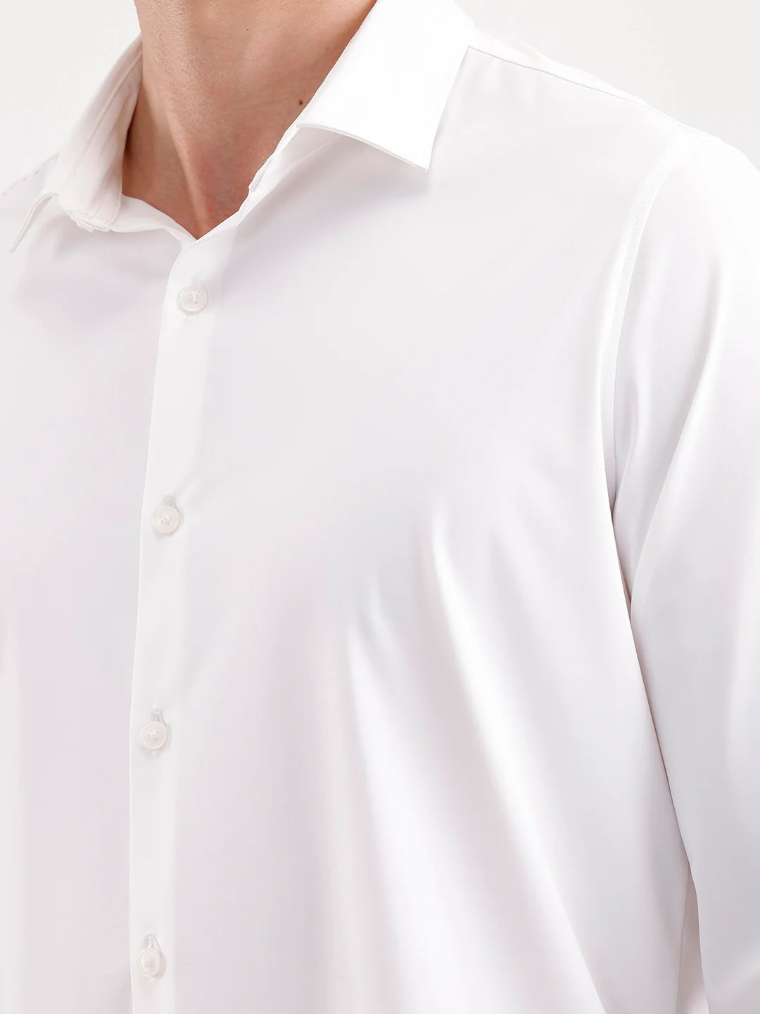 Solid Slim Fit Full Sleeve Shirt  | White - Image 5