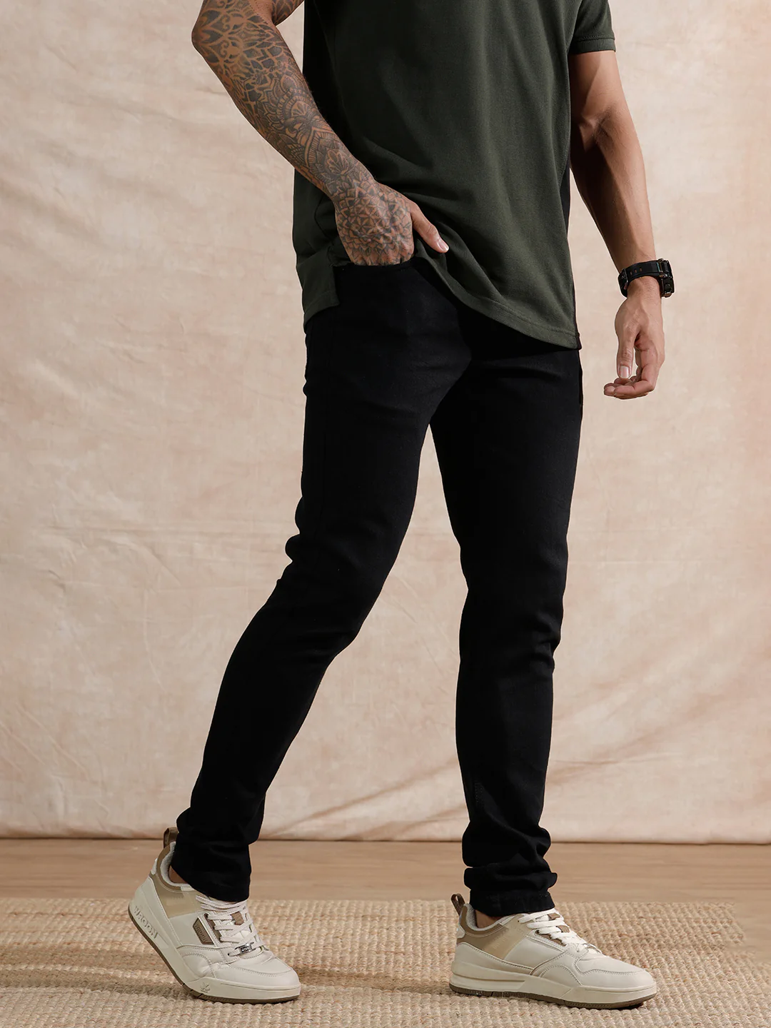 Solid Slim Fit Jeans | Black - Image 4