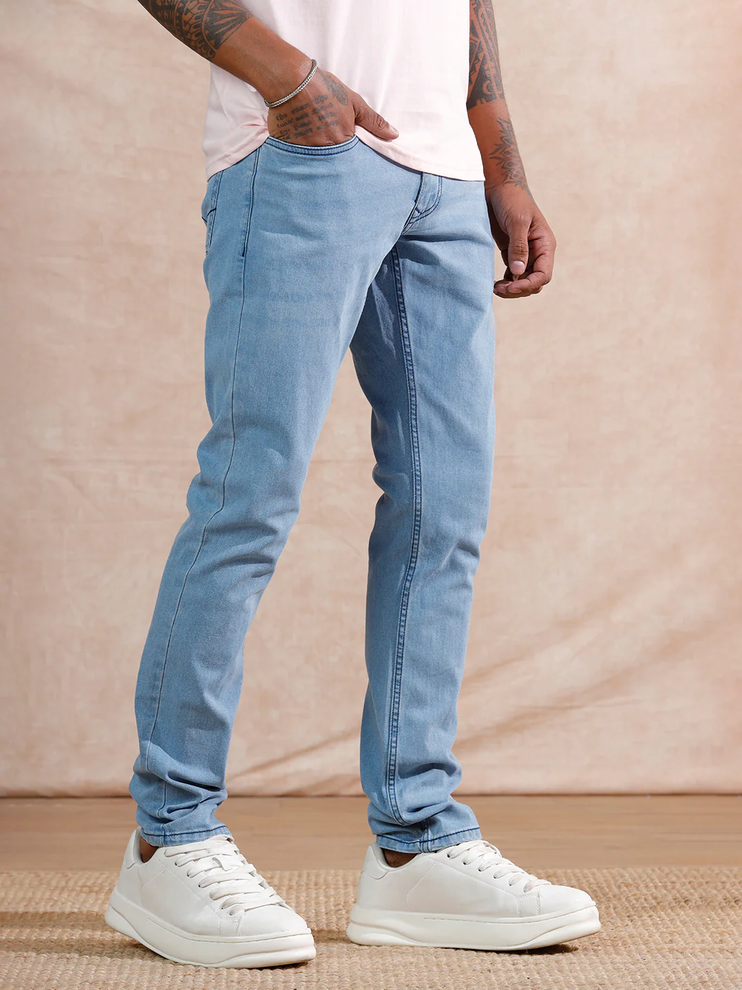 Solid Slim Fit Jeans | Light Blue - Image 3