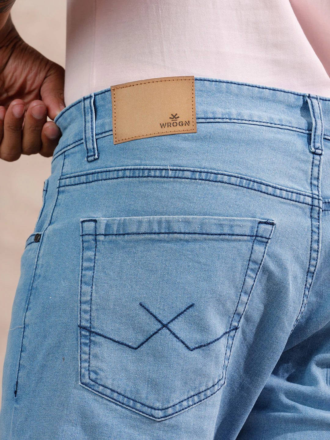Solid Slim Fit Jeans | Light Blue - Image 4