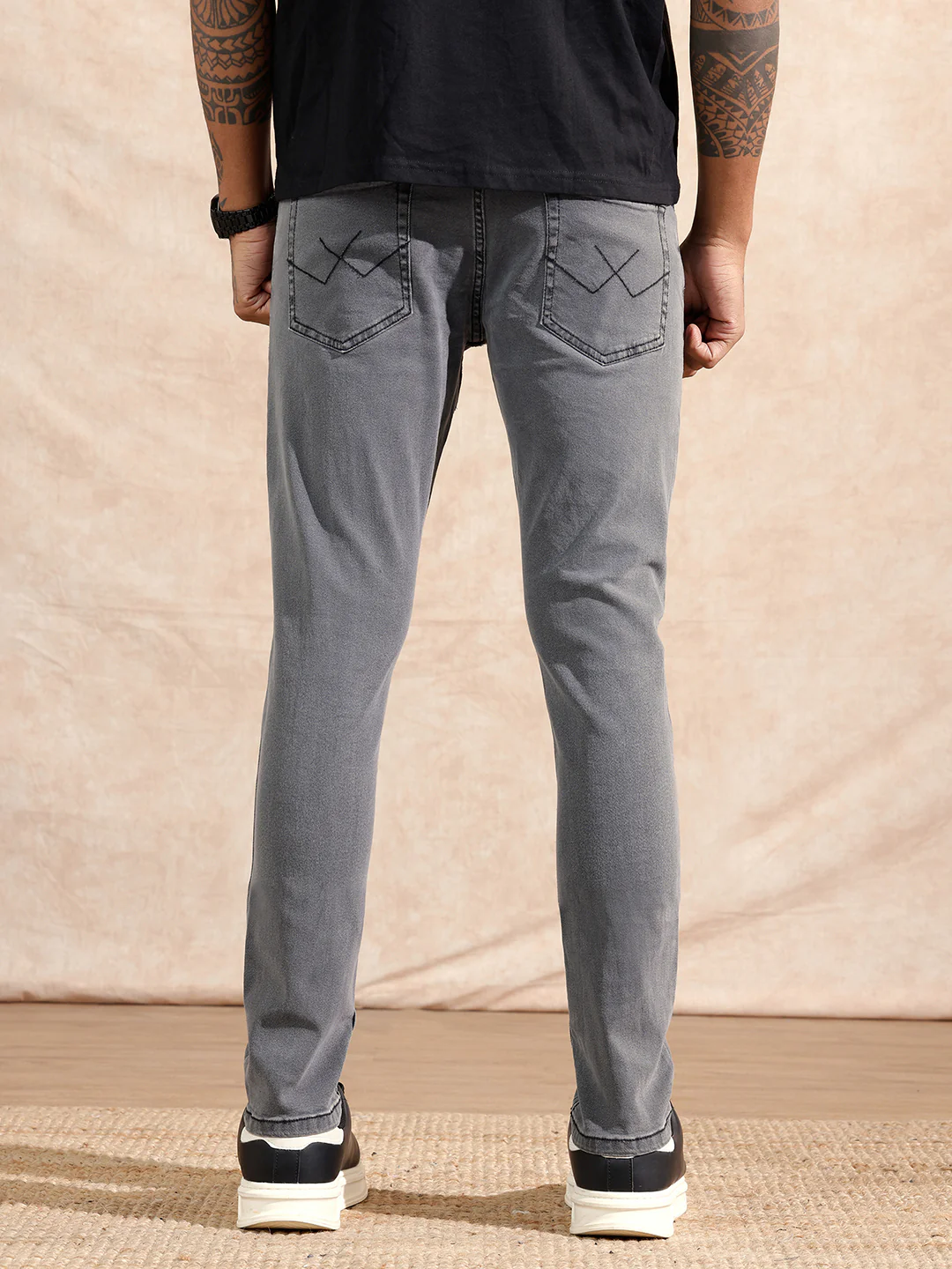 Solid Slim Fit Jeans | Light Grey - Image 3