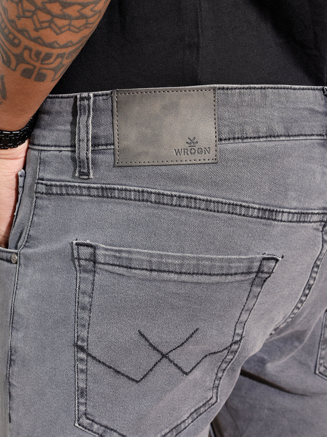 Solid Slim Fit Jeans | Light Grey - Image 5
