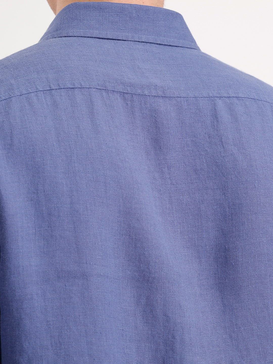 Solid 100% Linen Slim Fit Shirt | Navy - Image 5