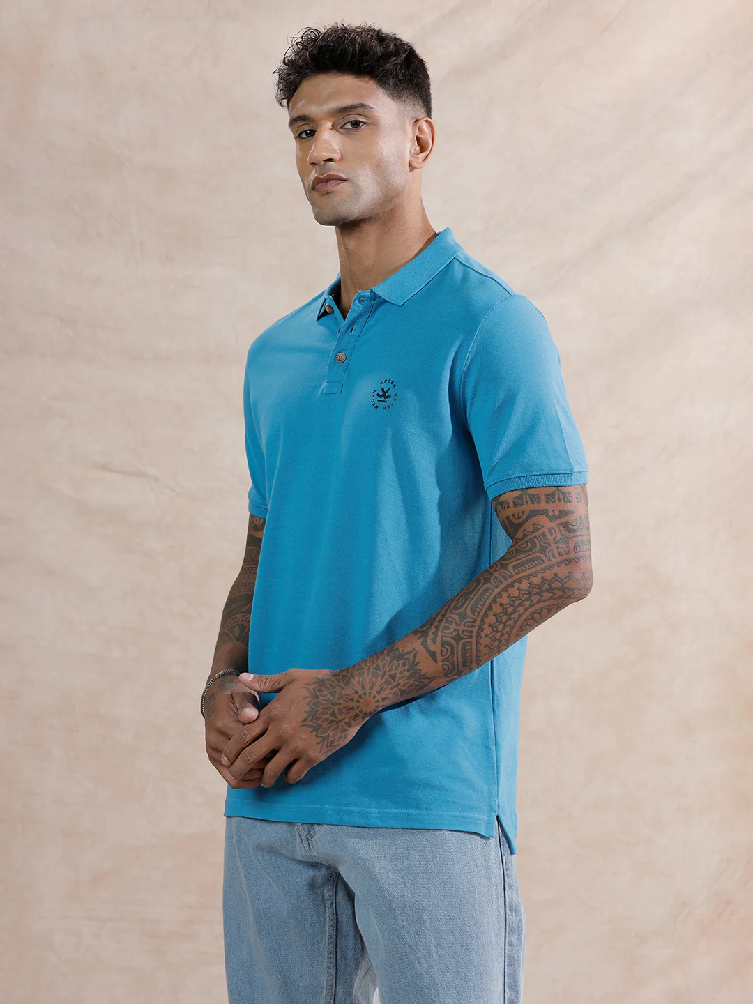 Solid Slim Fit Polo T-Shirt | Blue - Image 4
