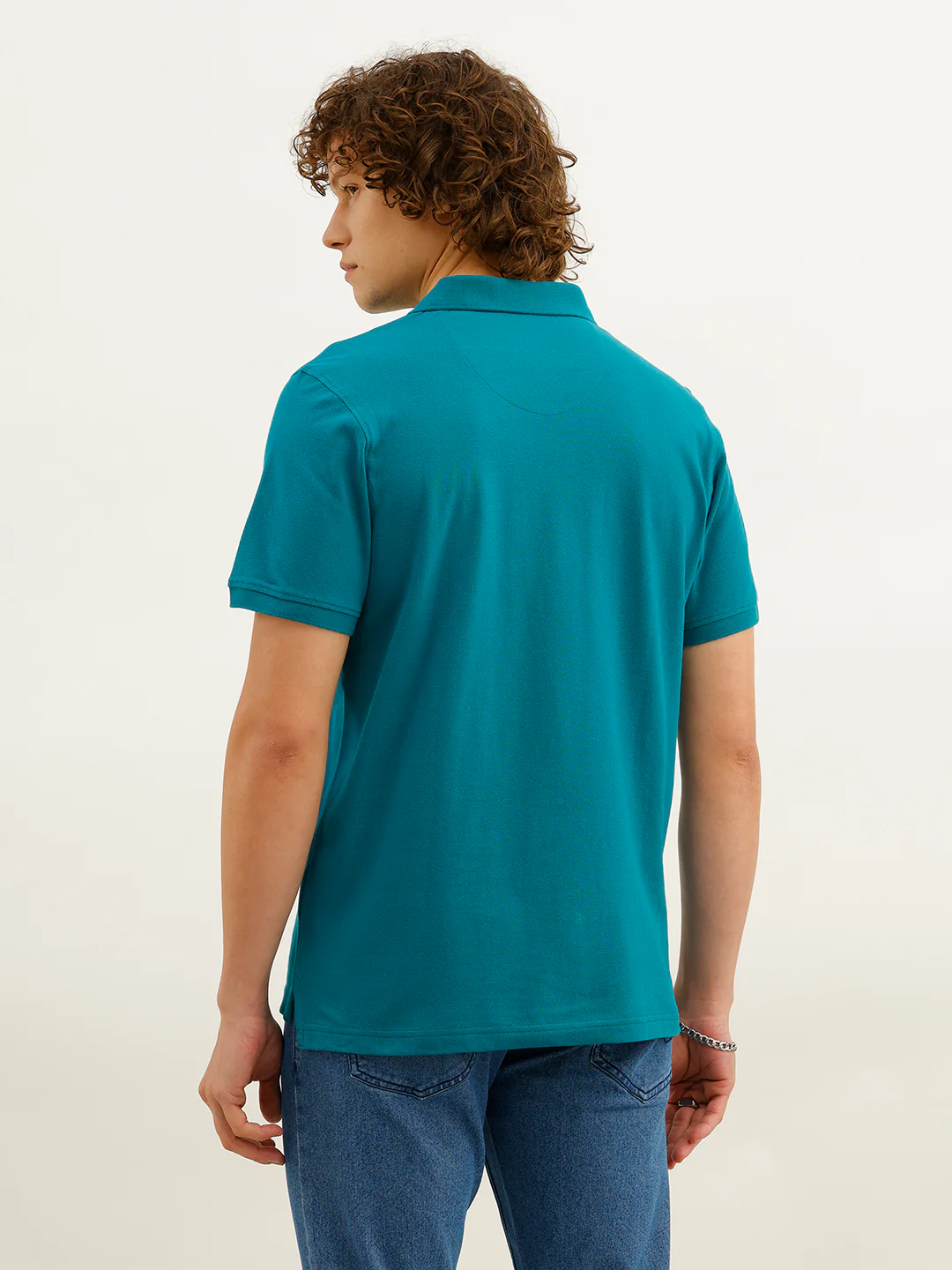 Solid Slim Fit Polo T-Shirt | Dark Green - Image 3