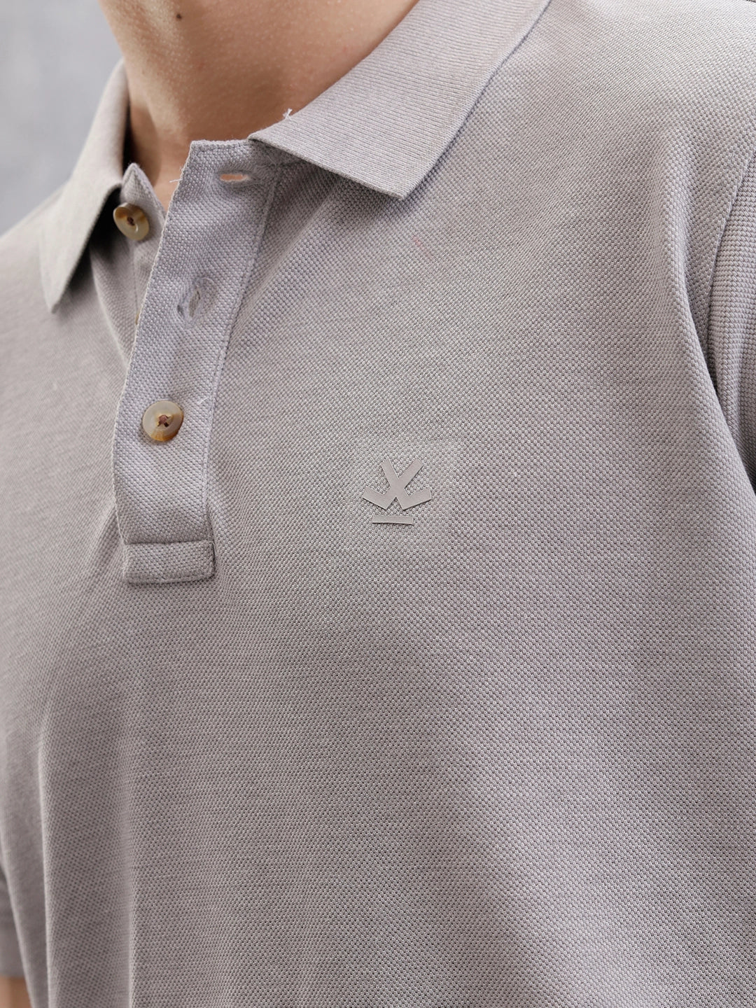 Solid Slim Fit Polo T-Shirt | Grey - Image 4