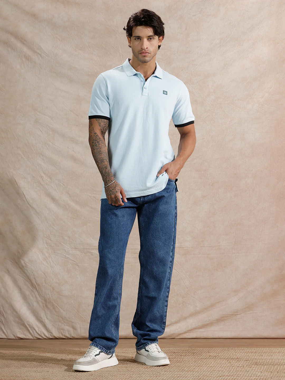 Solid Slim Fit Polo T-Shirt | Light Blue - Image 2