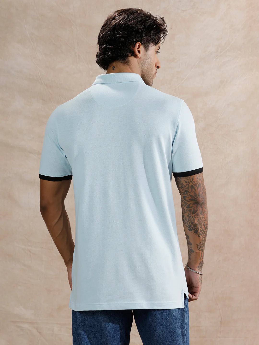 Solid Slim Fit Polo T-Shirt | Light Blue - Image 3